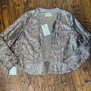 Joyfolie Sequin Livvy Jacket in Matte Bronze
